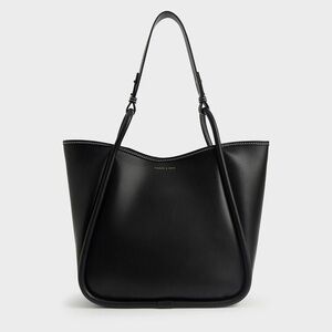 Charles & Keith Lyla Tubular Slouchy Tote Bag in Black XL Women’s Shoulder Bag